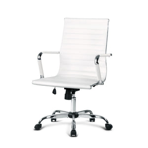 Eames Replica Office Chair Executive Mid Back Seating PU Leather White