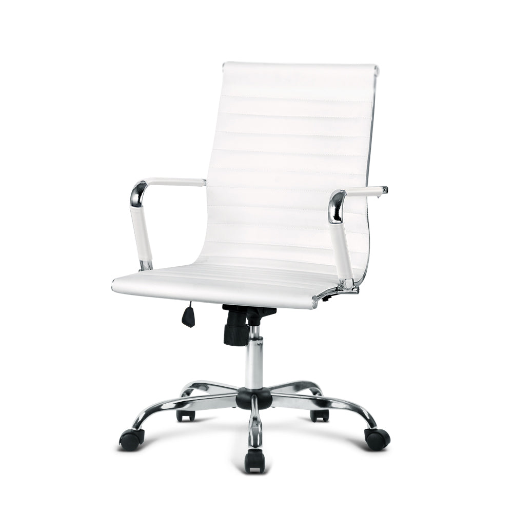 Eames Replica Office Chair Executive Mid Back Seating PU Leather White
