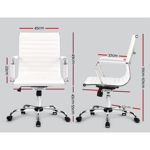 Eames Replica Office Chair Executive Mid Back Seating PU Leather White