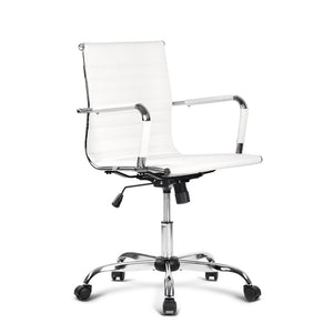 Eames Replica Office Chair Executive Mid Back Seating PU Leather White