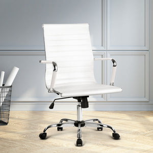 Eames Replica Office Chair Executive Mid Back Seating PU Leather White