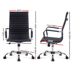 Office Chair - Eames Replica - Executive High Back Seating - PU Leather - Black