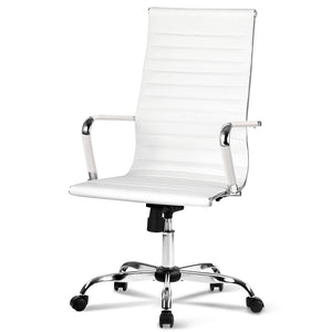 Artiss Eames Replica Office Chairs PU Leather Executive Work Computer Seat White
