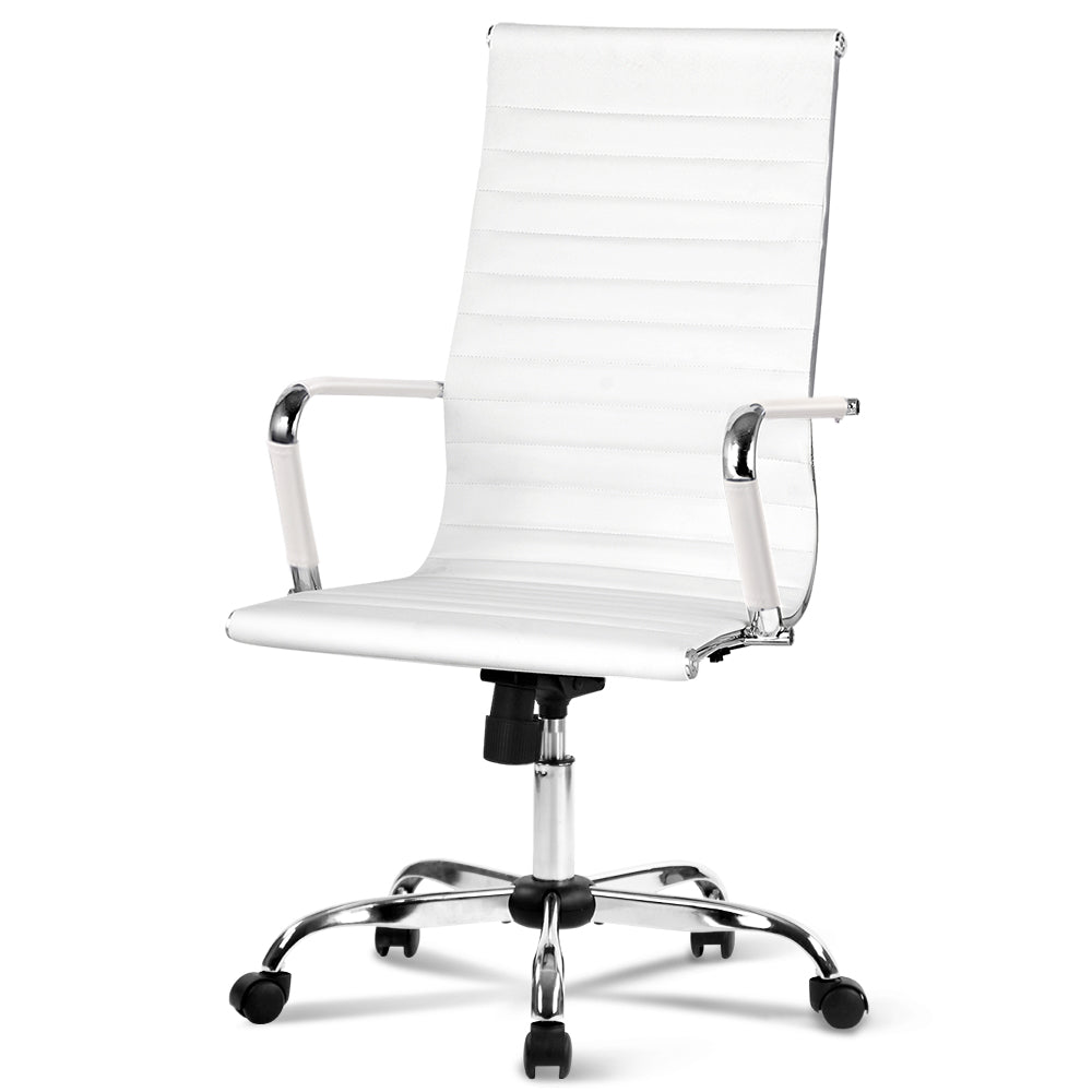 Artiss Eames Replica Office Chairs PU Leather Executive Work Computer Seat White