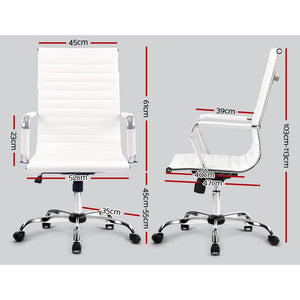 Artiss Eames Replica Office Chairs PU Leather Executive Work Computer Seat White