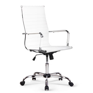 Artiss Eames Replica Office Chairs PU Leather Executive Work Computer Seat White