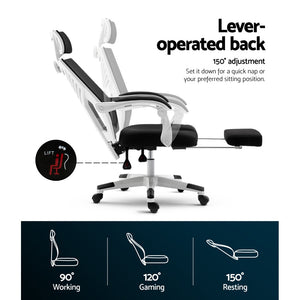 Gaming Chair - Office Chair - Recliner - Rotatable - Adjustable - White