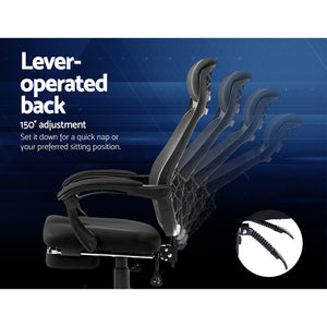 Office Chair - Gaming Chair - Retractable Footrest - Recliner - Rotatable - Black