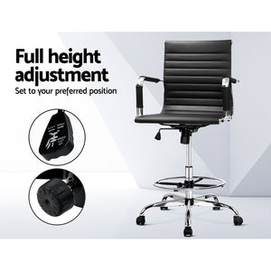 Office Chair - Mesh Drafting Stool - Gas Lift/Swivel - Armrest - Black