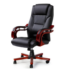 Load image into Gallery viewer, Artiss Executive Wooden Office Chair Wood Computer Chairs Leather Seat Sherman
