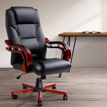 Load image into Gallery viewer, Artiss Executive Wooden Office Chair Wood Computer Chairs Leather Seat Sherman
