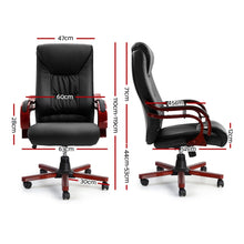 Load image into Gallery viewer, Artiss Executive Wooden Office Chair Wood Computer Chairs Leather Seat Sheridan
