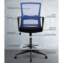 Load image into Gallery viewer, Artiss Office Chair Veer Drafting Stool Mesh Chairs Black Standing Chair Stool
