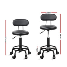 Load image into Gallery viewer, Chair Stool - Salon - Barber - Swivel - Backrest - Adjustable - Height - Black
