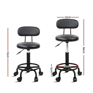 Chair Stool - Salon - Barber - Swivel - Backrest - Adjustable - Height - Black