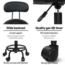 Load image into Gallery viewer, Chair Stool - Salon - Barber - Swivel - Backrest - Adjustable - Height - Black
