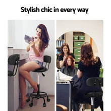 Load image into Gallery viewer, Chair Stool - Salon - Barber - Swivel - Backrest - Adjustable - Height - Black
