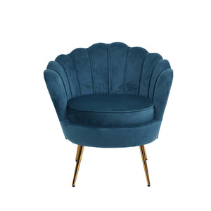 Waiting Room Armchair - Lounge Chair - Accent Retro - Shell Velvet - Navy