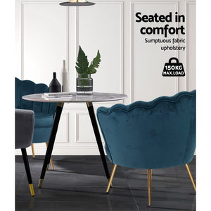 Waiting Room Armchair - Lounge Chair - Accent Retro - Shell Velvet - Navy