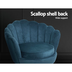Waiting Room Armchair - Lounge Chair - Accent Retro - Shell Velvet - Navy