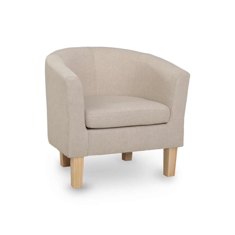 Waiting Chair - Lounge Armchair - Tub - Wooden frame - Fabric - Beige