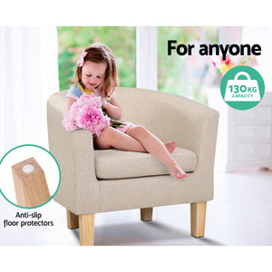 Waiting Chair - Lounge Armchair - Tub - Wooden frame - Fabric - Beige