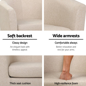 Waiting Chair - Lounge Armchair - Tub - Wooden frame - Fabric - Beige