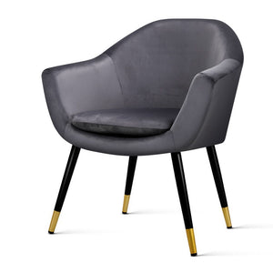Waiting Room Chair - Retro Sofa - Wooden - Velvet - Grey
