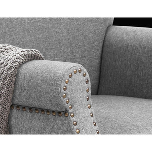 Waiting Room Chair - Retro Sofa - Wooden Frame - Linen Fabric - Grey