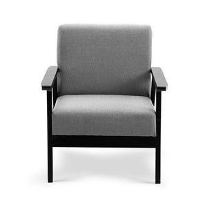 Waiting Room Chair - Wood - Fabric - Black & Grey