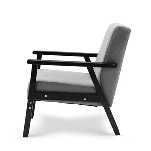 Waiting Room Chair - Wood - Fabric - Black & Grey