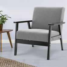 Load image into Gallery viewer, Waiting Room Chair - Wood - Fabric - Black &amp; Grey
