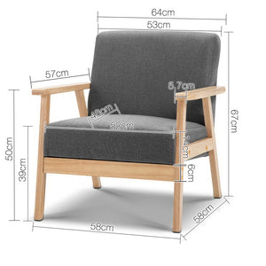 Waiting Room Chair - Light Wood - Fabric - Grey