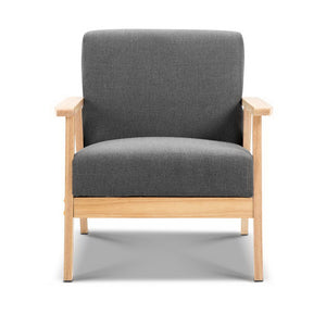 Waiting Room Chair - Light Wood - Fabric - Grey