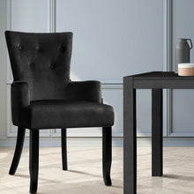 Load image into Gallery viewer, French Provincial Chair - Velvet/Fabric &amp; Timber - Black
