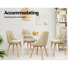 Load image into Gallery viewer, 2x Replica Dining Chairs -Wood/Beech &amp; Fabric - Beige
