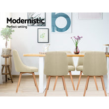 Load image into Gallery viewer, 2x Replica Dining Chairs -Wood/Beech &amp; Fabric - Beige
