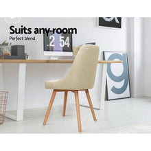 Load image into Gallery viewer, 2x Replica Dining Chairs -Wood/Beech &amp; Fabric - Beige
