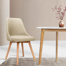 Load image into Gallery viewer, 2x Replica Dining Chairs -Wood/Beech &amp; Fabric - Beige
