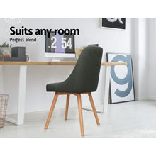 Load image into Gallery viewer, Artiss 2x Replica Dining Chairs Beech Wooden Chair Cafe Kitchen Fabric Charcoal

