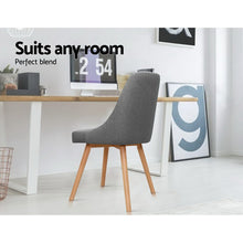 Load image into Gallery viewer, Artiss 2x Replica Dining Chairs Beech Wooden Timber Chair Kitchen Fabric Grey

