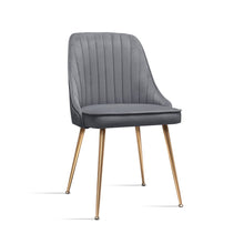 Load image into Gallery viewer, Artiss Dining Chairs Retro Chair Cafe Kitchen Modern Iron Legs Velvet Grey x2
