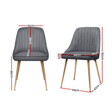 Load image into Gallery viewer, 2x Retro Chairs - Velvet/Iron Legs - Grey

