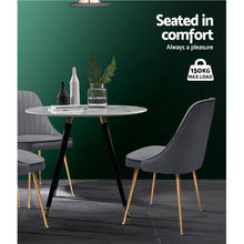 Load image into Gallery viewer, 2x Retro Chairs - Velvet/Iron Legs - Grey
