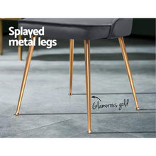 Load image into Gallery viewer, 2x Retro Chairs - Velvet/Iron Legs - Grey

