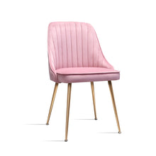 Load image into Gallery viewer, Artiss Dining Chairs Retro Chair Cafe Kitchen Modern Iron Legs Velvet Pink x2
