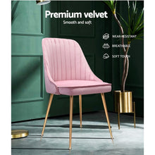Load image into Gallery viewer, Artiss Dining Chairs Retro Chair Cafe Kitchen Modern Iron Legs Velvet Pink x2

