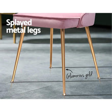 Load image into Gallery viewer, Artiss Dining Chairs Retro Chair Cafe Kitchen Modern Iron Legs Velvet Pink x2
