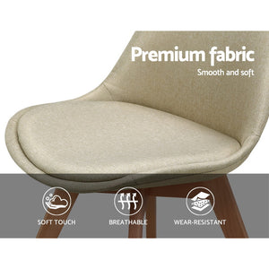 Artiss DSW Dining Chairs Retro Replica Eames Eiffel Kitchen Chair Cafe Beige Fabric x2