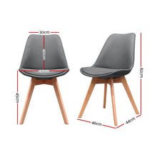 Load image into Gallery viewer, 2x Waiting Room or Dining Chairs - Retro - Beech Wood - Polyester Fabric - Grey
